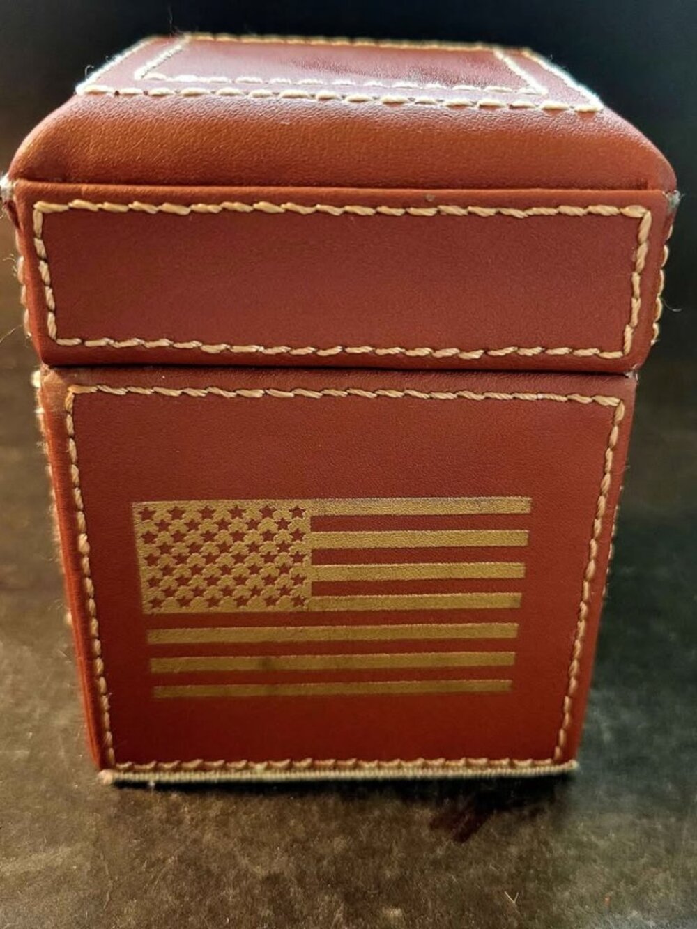 American Heritage Leather Bound Box with Two Decks of Playing Cards